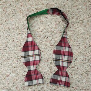 Vtg The Original Adjusto Bowtie Tie Men Red Green Plaid Adjustabl Preppy Academi
